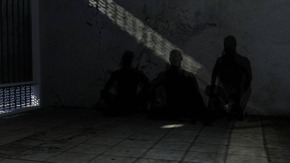 Escena de la visita virtual al interior de la prisión siria de Saidnaya