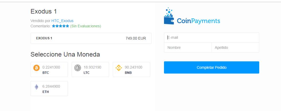 Precio actual en criptomonedas del Exodus 1.