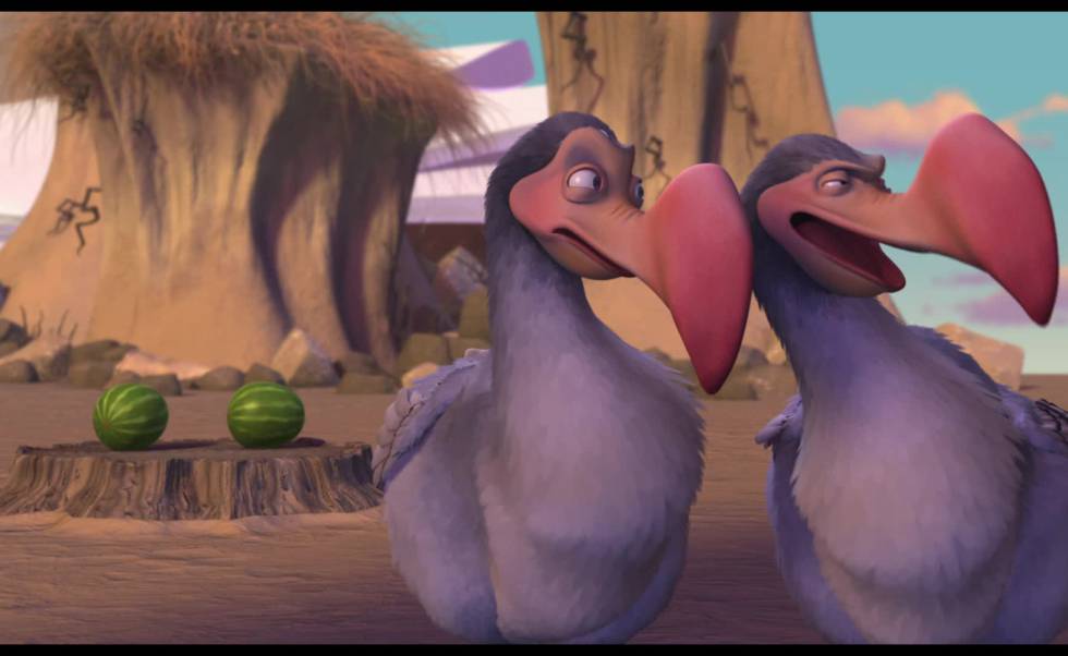 Una pareja de dodos en una escena de la pelÃ­cula 'Ice Age: La edad del Hielo'.