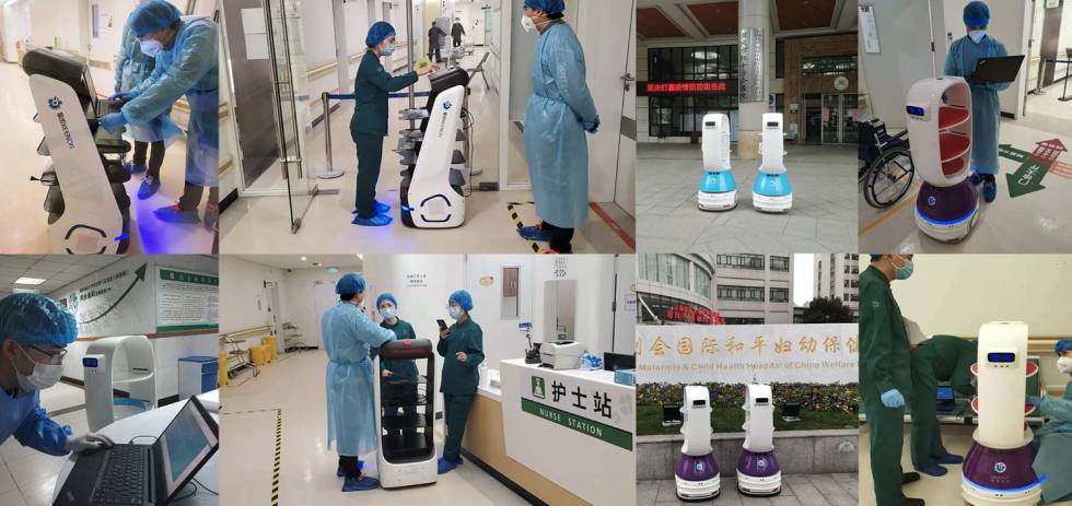 Uno de los robots de Keenon Robotics destinado a la entrega de comida y materiales en algunos hospitales de China.